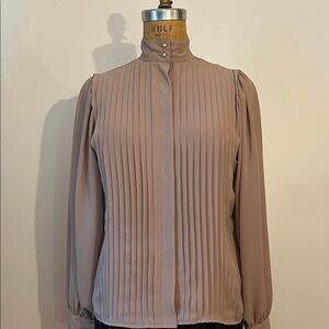 Chaus Pleated Blouse - Taupe